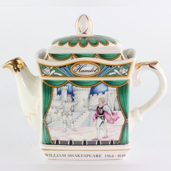 Hamlet Decorative Porcelain Teapot in Green and Gold